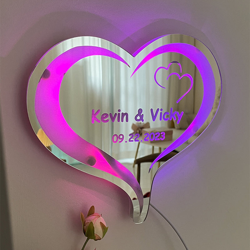 Beautiful Heart Shape 3D Mirror Logo