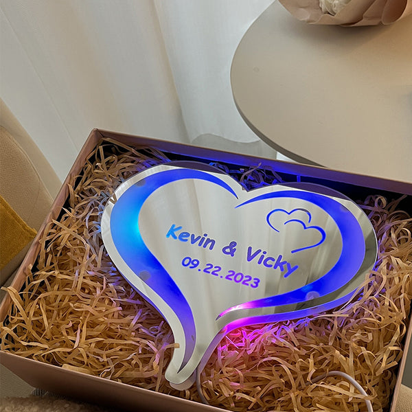 Beautiful Heart Shape 3D Mirror Logo