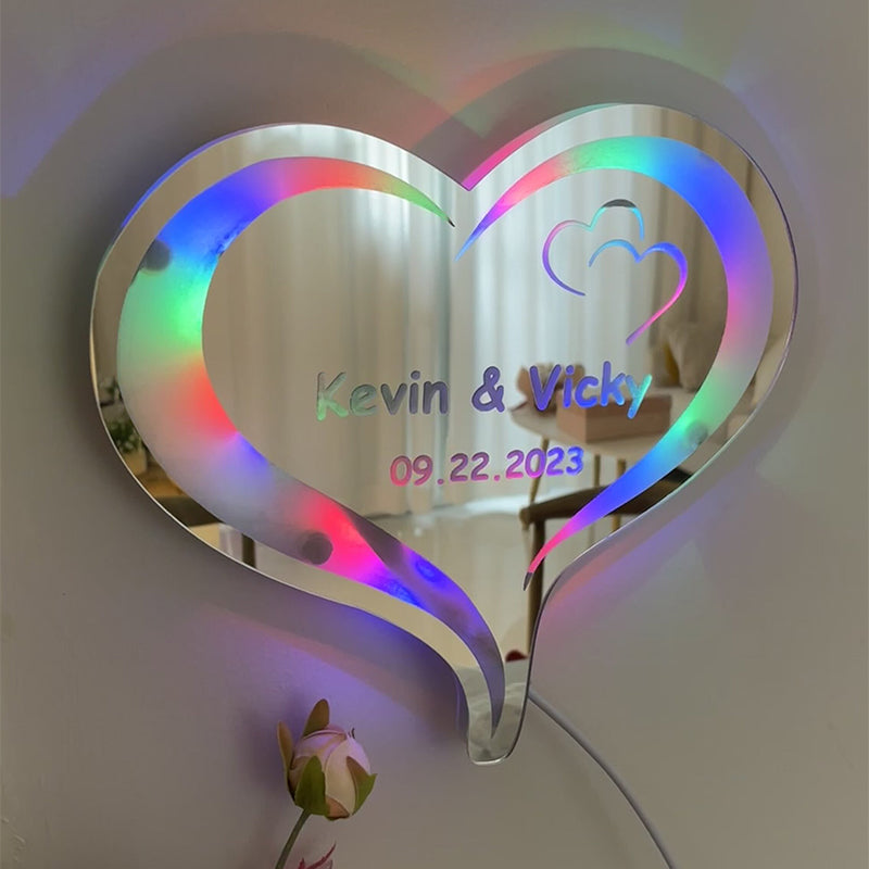 Beautiful Heart Shape 3D Mirror Logo