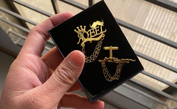 Chain Name  Cufflinks with Crown & Mooch